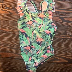 Ruffle Butts 3T Tropical Flamingo Kids Swimsuit